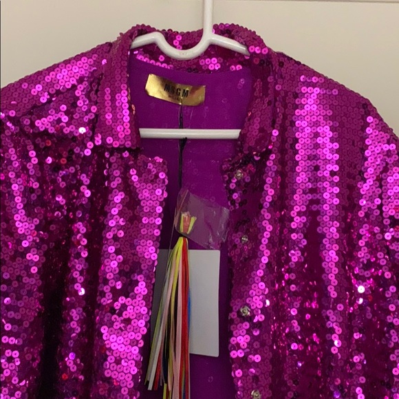 NWT MSGM pink sequins button down shirt size: 46 - Picture 4 of 13